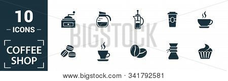 Coffe Shop Icon Set. Include Creative Elements Coffee Beans, Cappuccino, Coffee Machine, Coffee To G