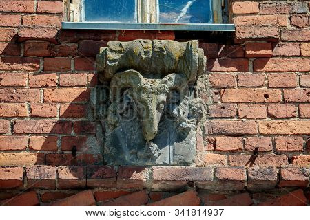 Lentvaris, Lithuania - May 19, 2018: Architectural Details Of Lentvaris Manor, Xix Century Manor, Bu