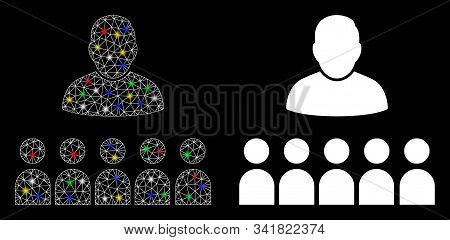 Flare Mesh Auditory Students Icon With Glow Effect. Abstract Illuminated Model Of Auditory Students.