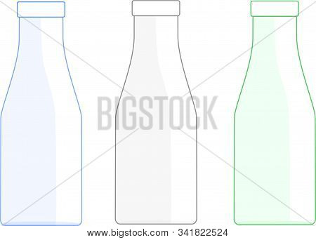 Three Bottles With Simulated Transparency In Different Colors