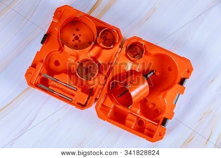 Drill Bits Hole Saw For Drill Rig Drill For Wood On Wooden Table