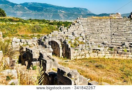 Ruins Of The Roman Amphitheater At Xanthos. Unesco World Heritage In Turkey