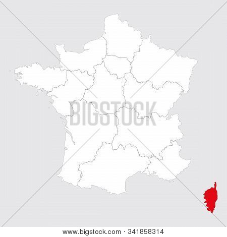 Ajaccio Province Marked Red On France Map. Gray Background.