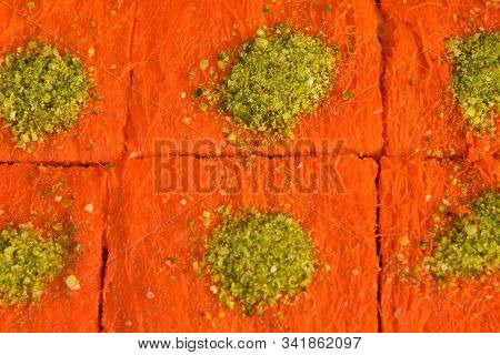 Kanafeh Background, Food, Tasty Syrup Sweet Plate