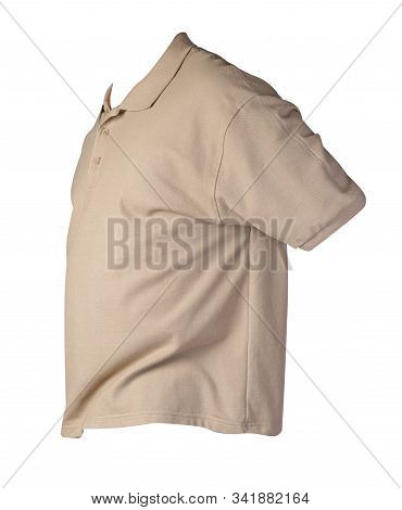Short Sleeved Hakki T-shirt Isolated On White Background Cotton Shirt . Casual Style