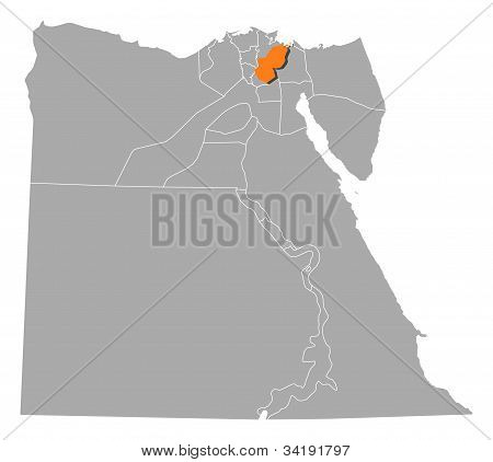 Carte de l'Égypte, Sharqia mis en évidence