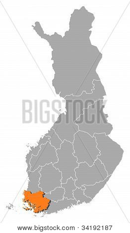 Mapa da Finlândia, Finlândia destacada adequado