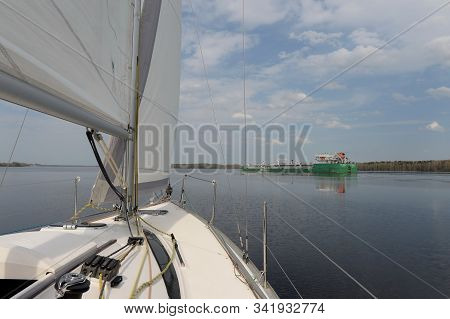 Sheksna, Russia - May 10, 2019:navigation On The River Sheksna. Vologda Region. Russia