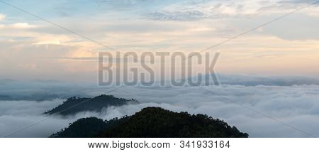 Panorama Beautiful View Of Sea Of Mist At Ayersweng View Point In The Morning In Public Park In Beto