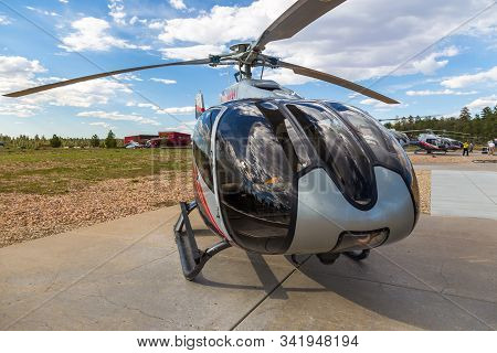 Tusayan, Grand Canyon, Usa- 31 May 2015: Maverick Helicopters On The Blacktop At The Grand Canyon Na