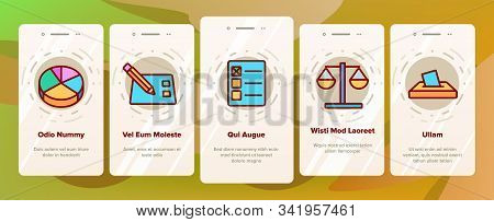Voting And Elections Onboarding Mobile App Page Screen Vector. Including Ballot Voiting Box, Vote An