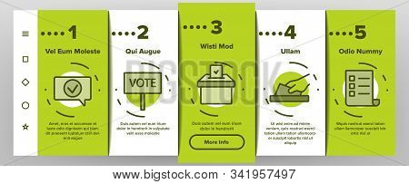 Voting And Elections Onboarding Mobile App Page Screen Vector. Including Ballot Voiting Box, Vote An