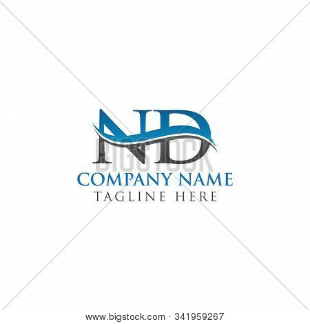 Swoosh Letter Nd Logo Design Vector Template. Water Wave Nd Logo Vector.