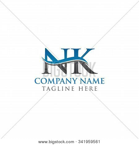 Swoosh Letter Nk Logo Design Vector Template. Water Wave Nk Logo Vector.