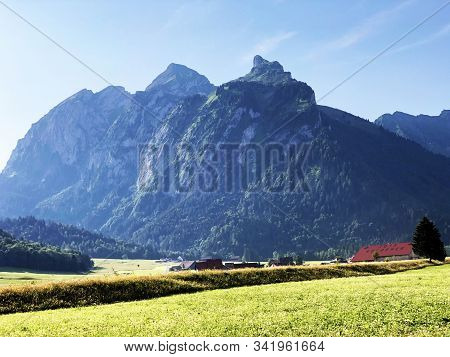 Mountain Massif Fluebrig Above The Sihltal Valley And Artifical Lake Sihlsee, Studen - Canton Of Sch