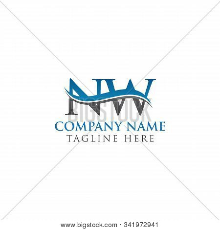 Swoosh Letter Nw Logo Design Vector Template. Water Wave Nw Logo Vector.