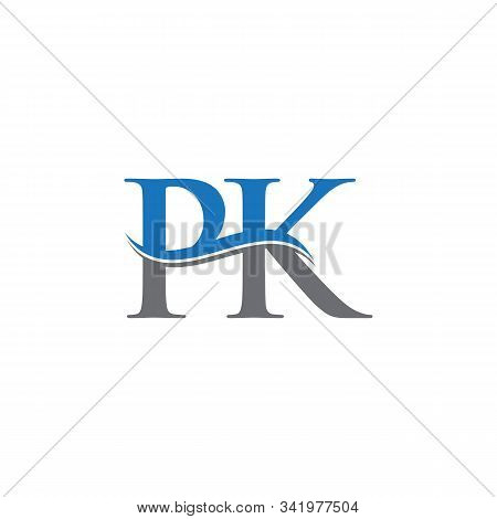 Swoosh Letter Pk Logo Design Vector Template. Water Wave Pk Logo Vector.