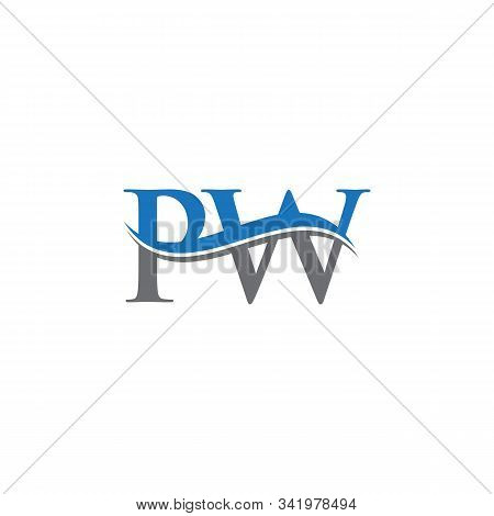 Swoosh Letter Pw Logo Design Vector Template. Water Wave Pw Logo Vector.