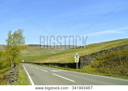 Glossop Country Road In The Peak District National Park In Derbyshire, England Uk