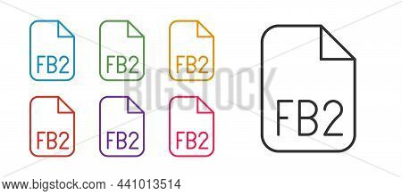 Set Line Fb2 File Icon Isolated On White Background. Set Icons Colorful. Vector