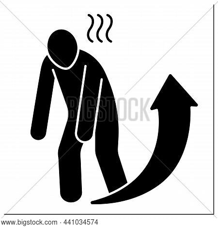 Anemia Glyph Icon. Disease Symptoms.extreme Fatigue. Weakness. Little Strength Or Energy. Health Pro