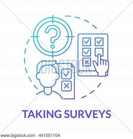 Taking Surveys Blue Gradient Concept Icon. Making Money Online Approach Abstract Idea Thin Line Illu