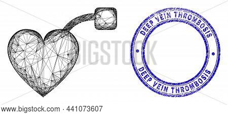 Hatched Irregular Mesh Pacemaker Icon, And Deep Vein Thrombosis Grunge Round Seal Print. Abstract Li