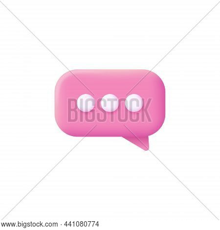 3d Icon Chat Message In Pink Color On A White Background. Concept Of Talk,dialogue, Online Support, 