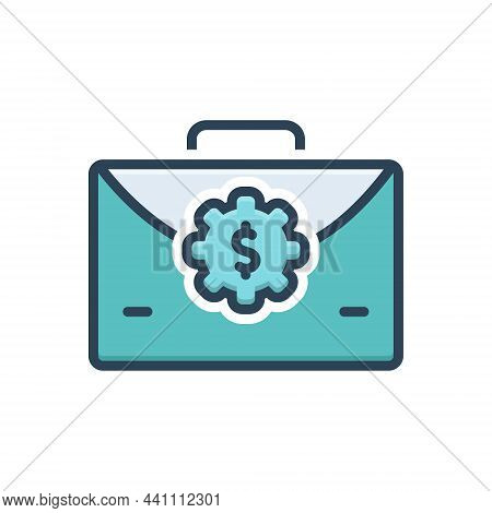 Color Illustration Icon For Business-case Business Case Compact Accessory Commerce Caisson Bag