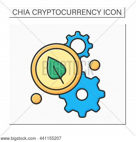 Chia Coin Processing Color Icon. Mining Process. Space And Time Proof. Farming In Chia Networks. Sto