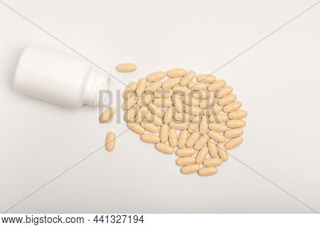 Medicines And Pills For The Brain And The Prevention Of Mental Illness. Alzheimers, Dementia, Antips