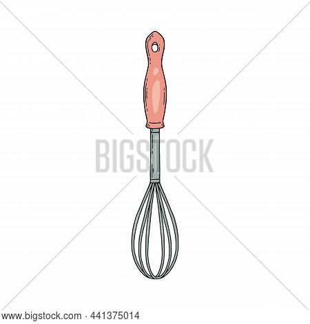 Kitchen Whisk Or Egg Beater Tool For Mixing, Sketch Vector Illustration Isolated.