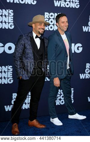 LOS ANGELES - OCT 19:  Octavio E Rodriguez, Jean-Philippe Vine at Ron's Gone Wrong Premiere at El Capitan Theater on October 19, 2021 in Los Angeles, CA