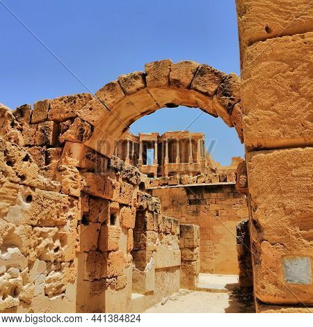 Passing Inside The Archaeological Theater Sabratha The Archaeological City Sabratha