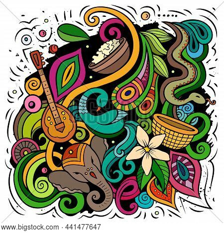 India Cartoon Vector Doodle Illustration