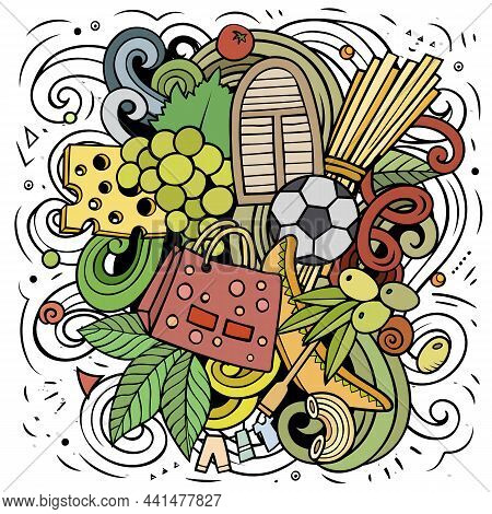 Italy Cartoon Vector Doodle Illustration