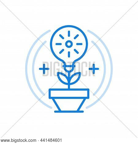 Idea Business Growth Vector Icon. New Creative Innovation Light Bulb Of Successful Idea That Grew Ou