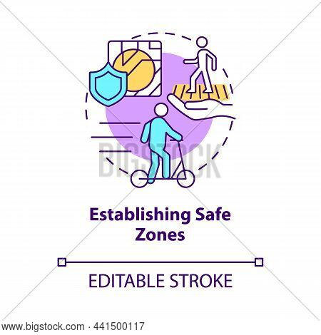 Establishing Safe Zones Concept Icon. Scooter Sharing Regulation Abstract Idea Thin Line Illustratio