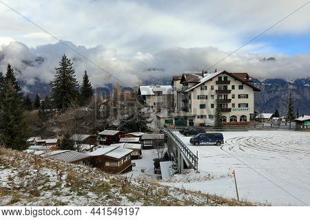 Flumserberg, Switzerland - November 27, 2021. View Of The Flumserberg - Resort Area In The Swiss Alp