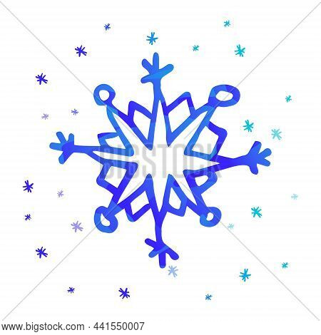 An Imagen With Painted Blue Textured Snowflake