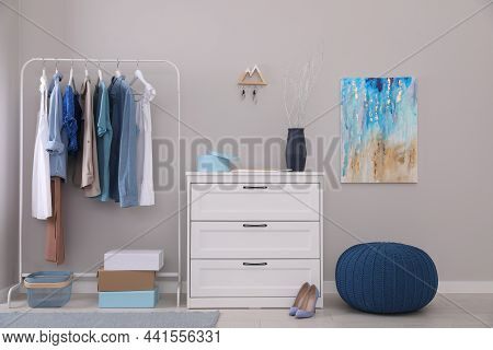 Modern Hallway Interior With Stylish Furniture And Key Holder