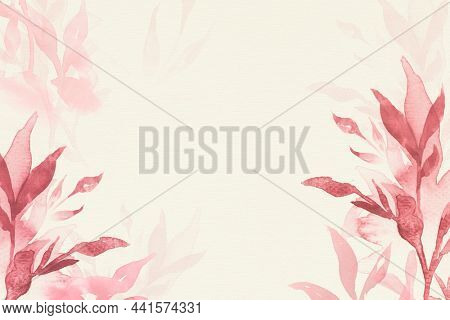Pink watercolor leaf background aesthetic spring season