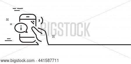 Call Center Service Line Icon. Phone Support Sign. Feedback Info Symbol. Minimal Line Illustration B