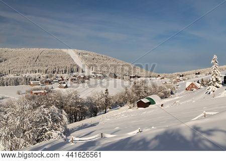 Winter landscape around Mala Upa, Giant Mountains (Krkonose), Northern Bohemia, Czech Republic