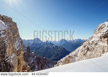 Panoramic View Of The Famous Peaks Of The Dolomites, Belluno Province (via Ferrata Ivano Dibona), Do