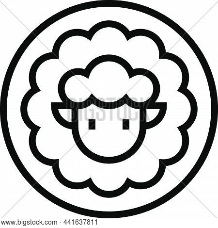 Organic Wool Label Icon, Line Style Vector Illustration