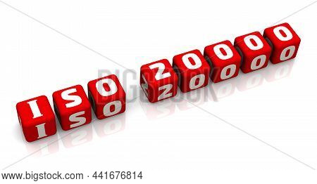 Iso 20000 Text Composed From Red Cubes. Abbreviation Iso 20000 Is Made From Red Cubes Arranged In A 
