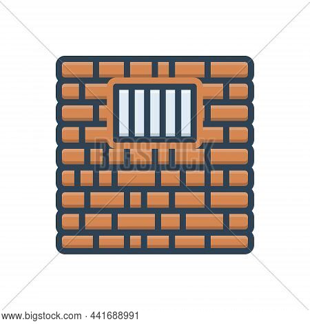 Color Illustration Icon For Jail Imprisonment Confinement Captivity Penitentiary Bridewell Incarcera