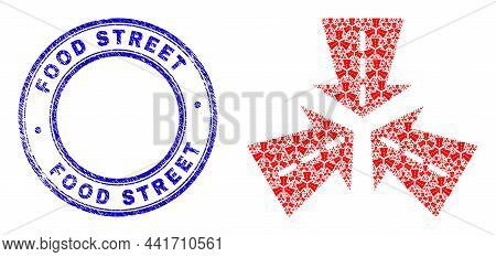 Vector Triple Roads Intersection Icon Collage Is Created Of Scattered Self Triple Roads Intersection