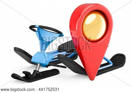 Snowracer With Map Pointer. 3d Rendering Isolated On White Background